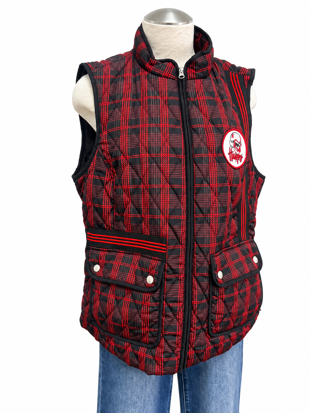 Red/Black Embellished Husker Vest - Size Large
