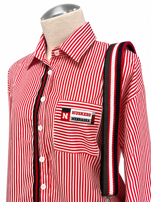 'Huskers' Red Striped Button-Down - Size Large