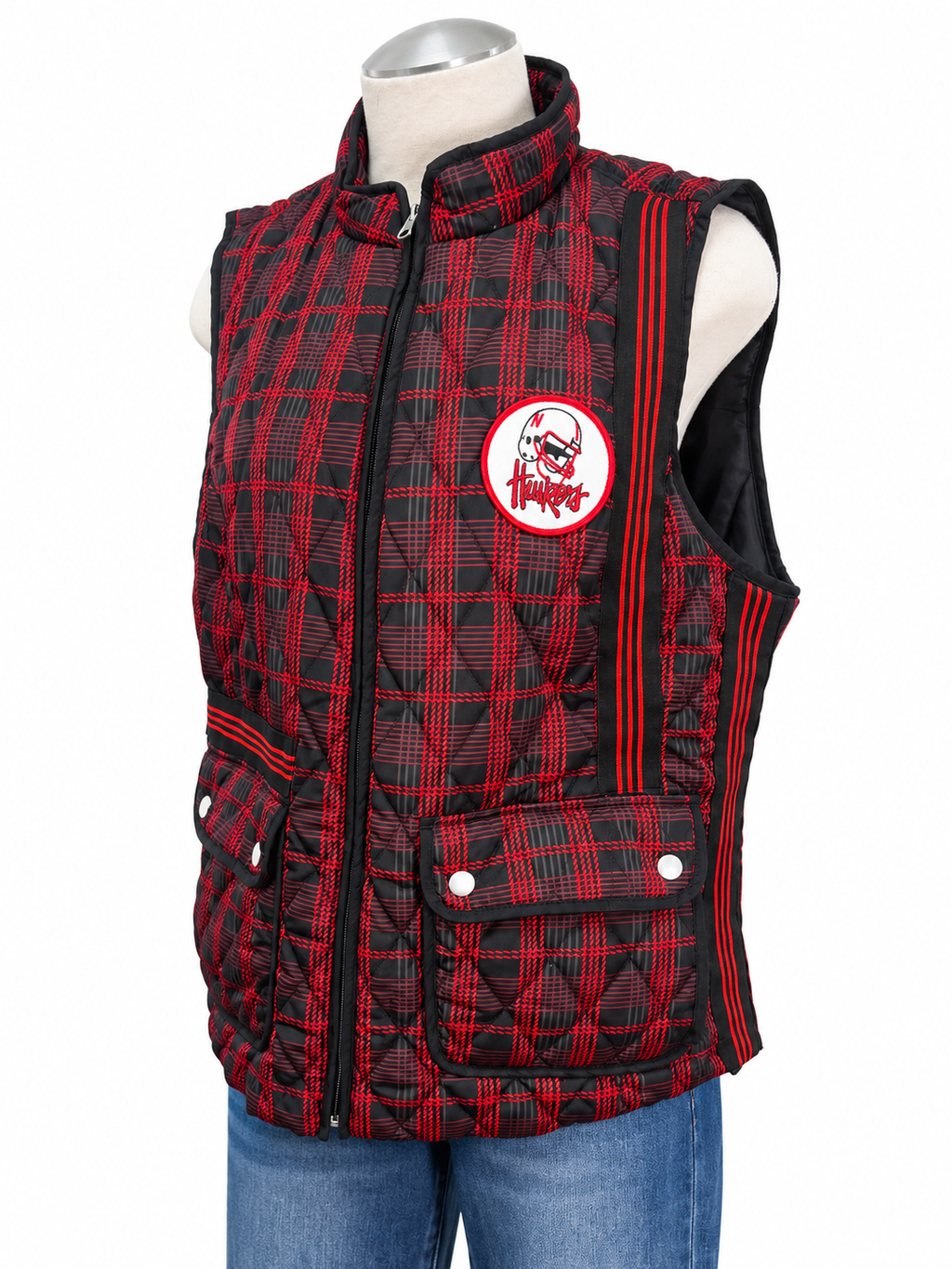 Red/Black Embellished Husker Vest - Size Large
