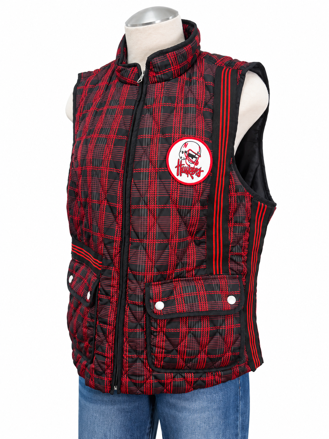 Red/Black Embellished Husker Vest - Size Large