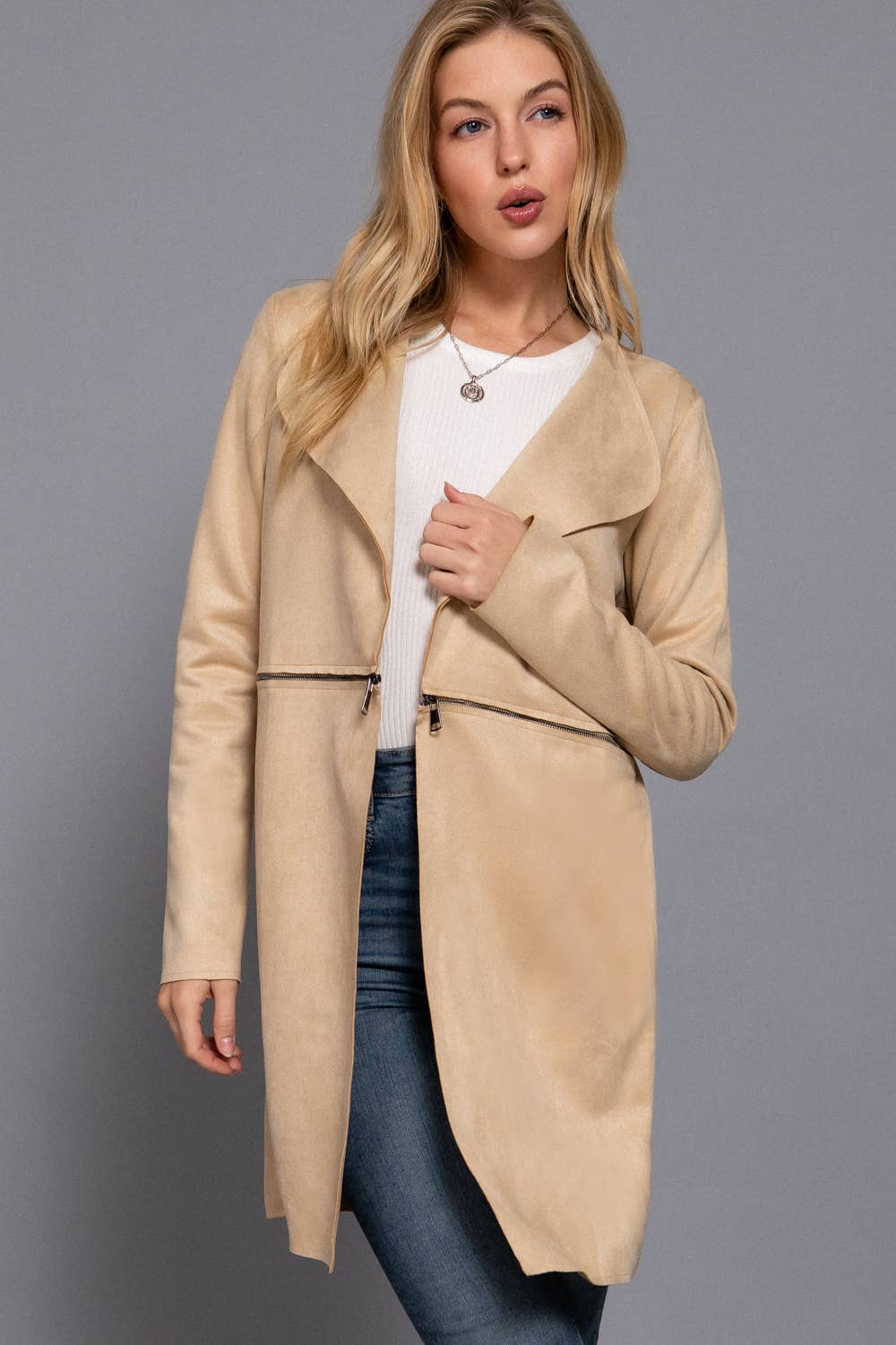 Faux Suede Long Jacket