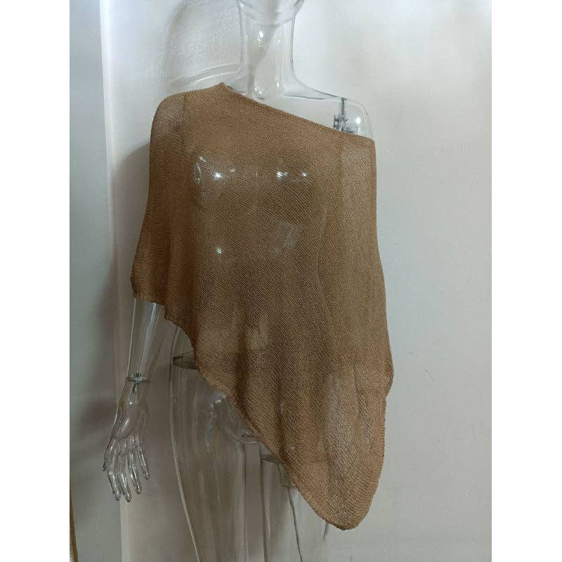 Thin Ice Silk Knitted Poncho Top