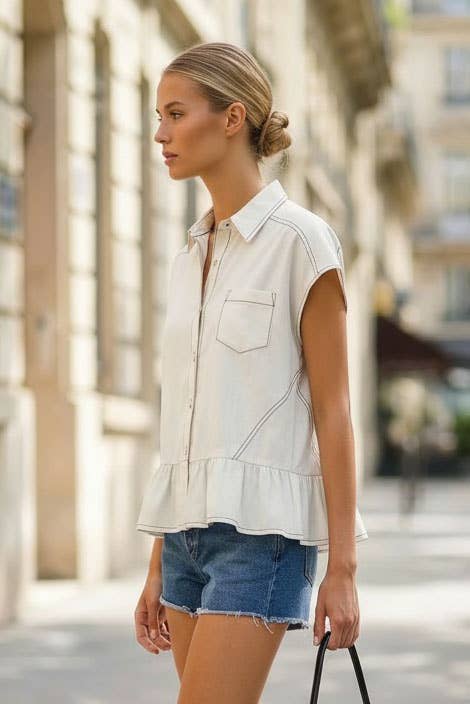 VAVA by Joy Han - RUFFLE STITCH DETAIL BLOUSE