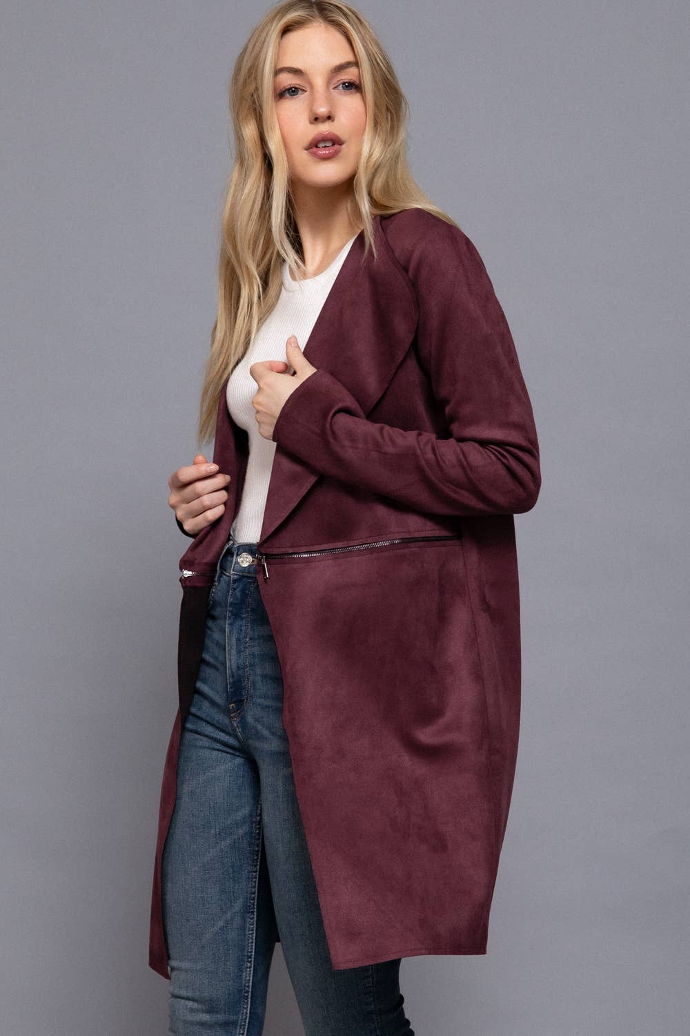 Faux Suede Long Jacket