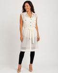 Hand-Embellished Creme Western Button Front Dress w/Lining by Trish - Size Medium