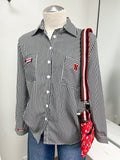 'Huskers' Black Striped Button-Down - Size Medium