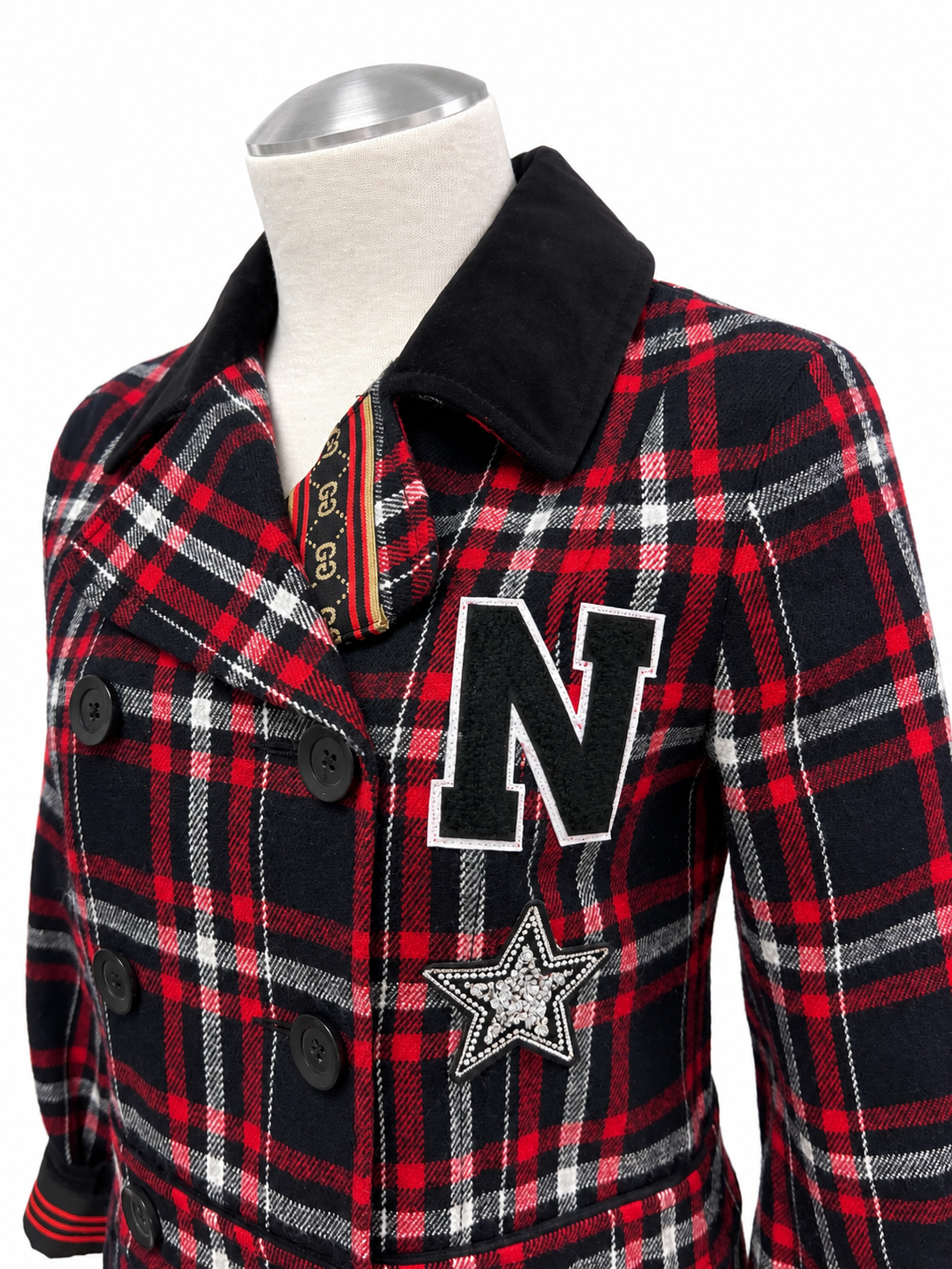 Husker Plaid Embellished Blazer
