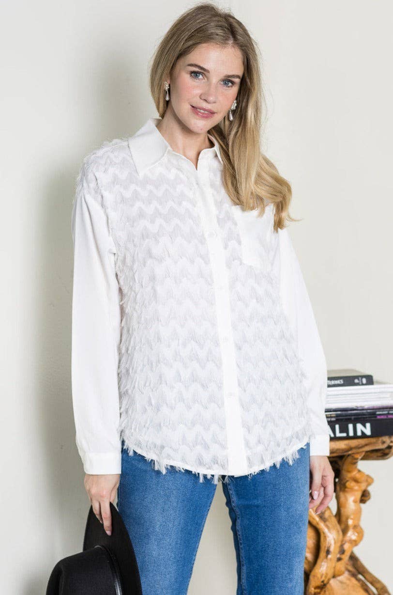 Joh Apparel - Weena Woven Feathered Shirt