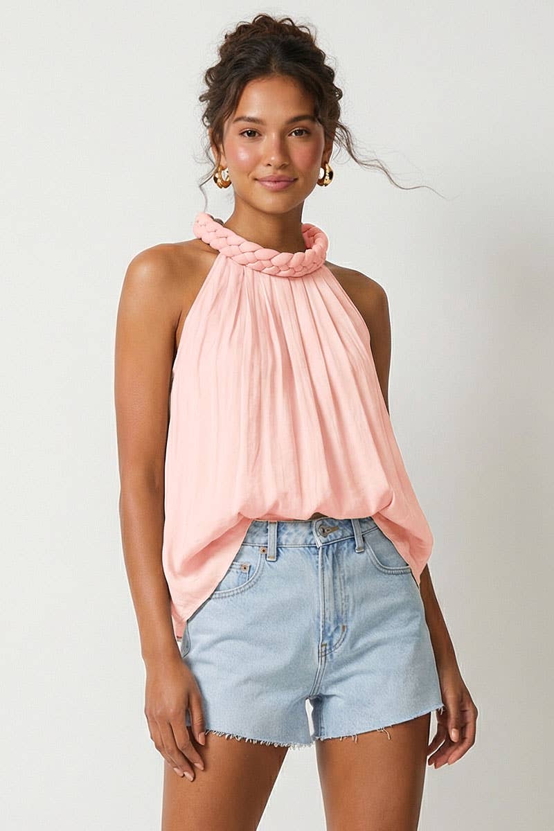 Sleeveless Wide Braid Top