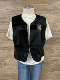 Black Block Suede Vest Embellished by Trish - Size Medium