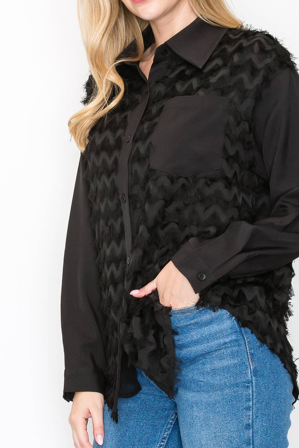 Joh Apparel - Weena Woven Feathered Shirt