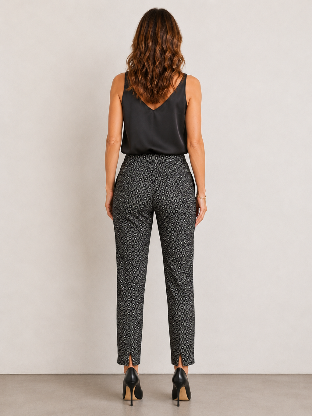 Hand-Embellished Geometric Print Pant by Trish - Size XS