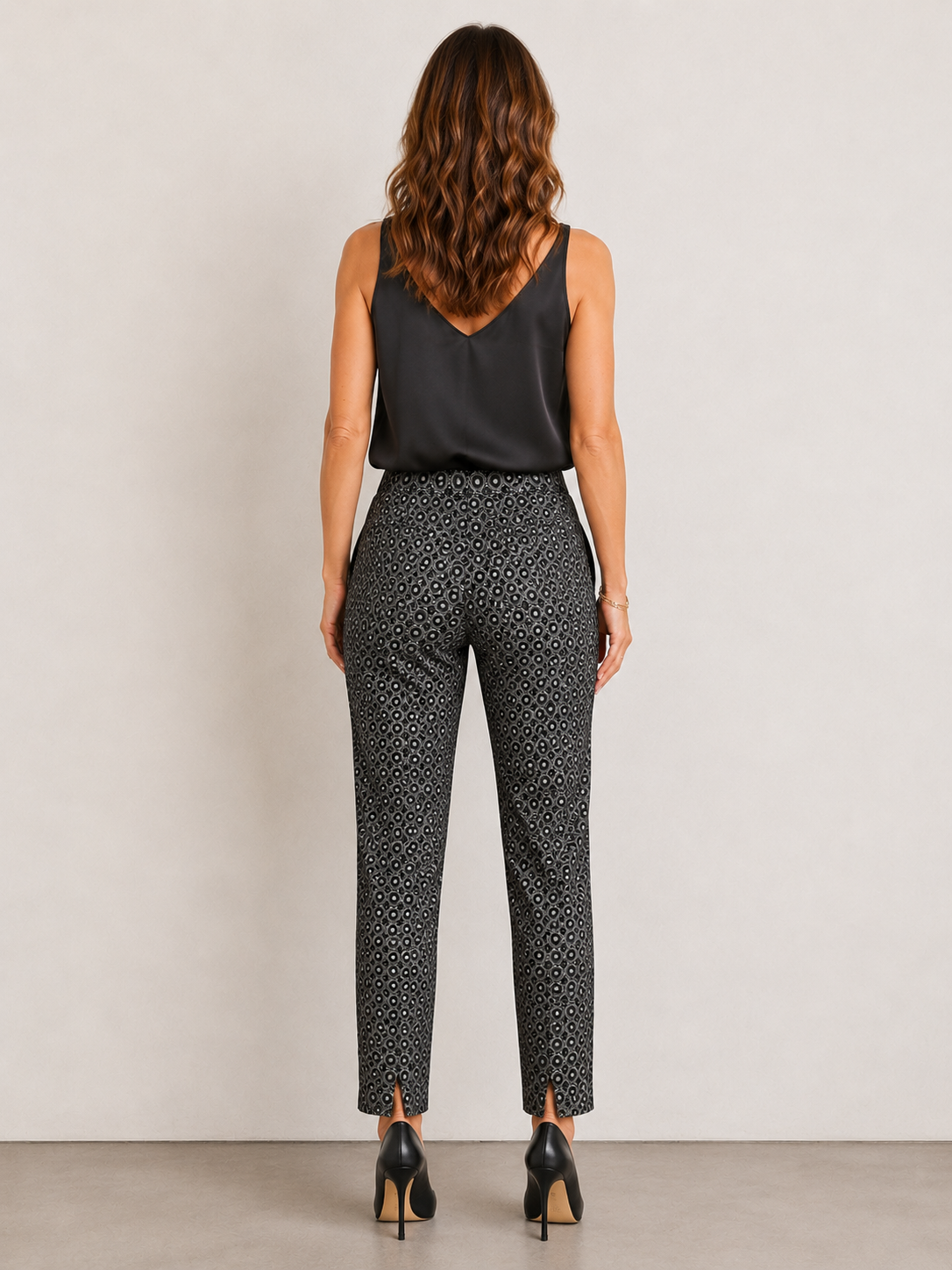 Hand-Embellished Geometric Print Pant by Trish - Size XS