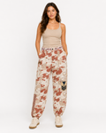 Hand-Embellished Pink & Tan Camo Patched Airborne Pants by Trish - Size Medium