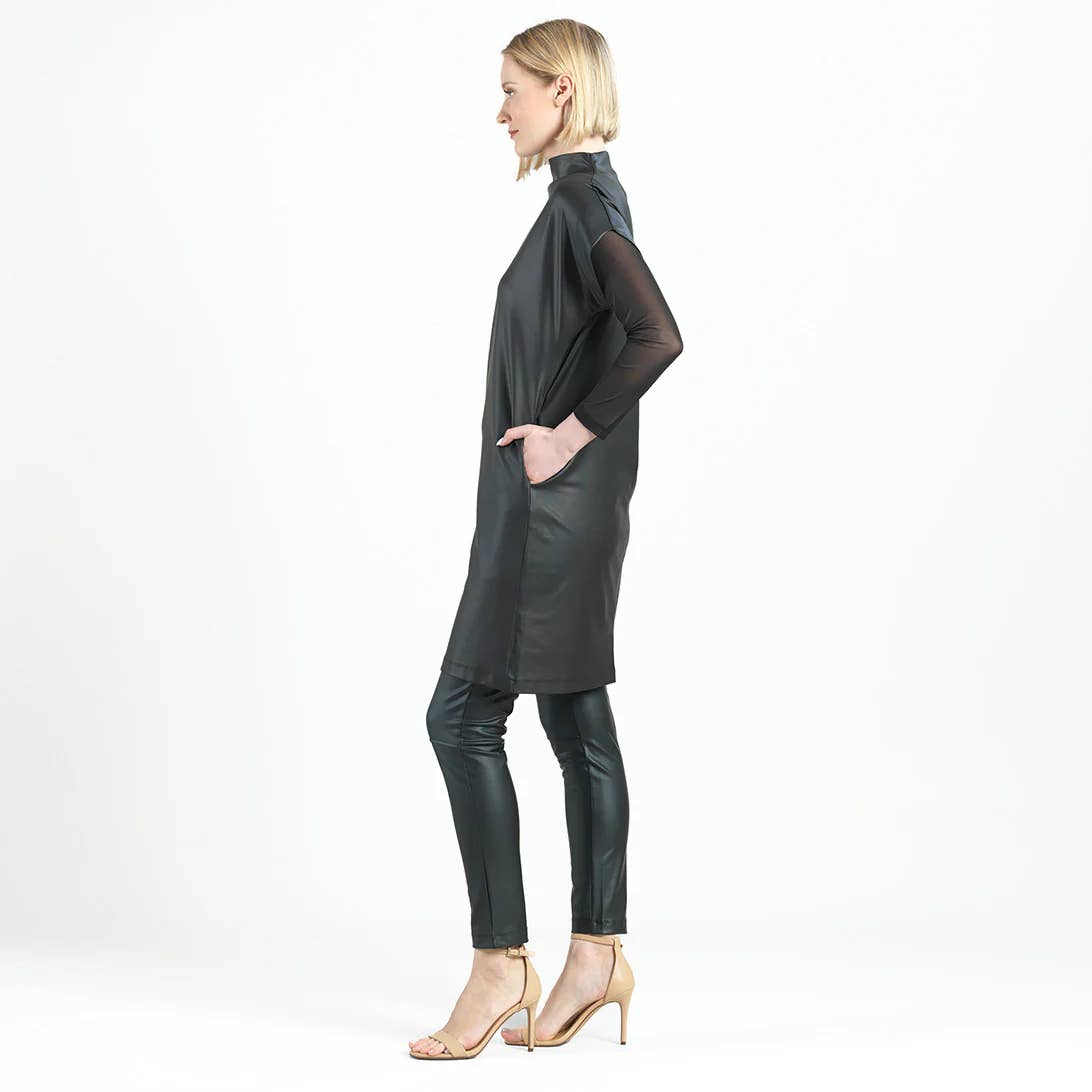 Clara Sunwoo - Liquid Leather ™ - High Neck Tunic Pocket Dress