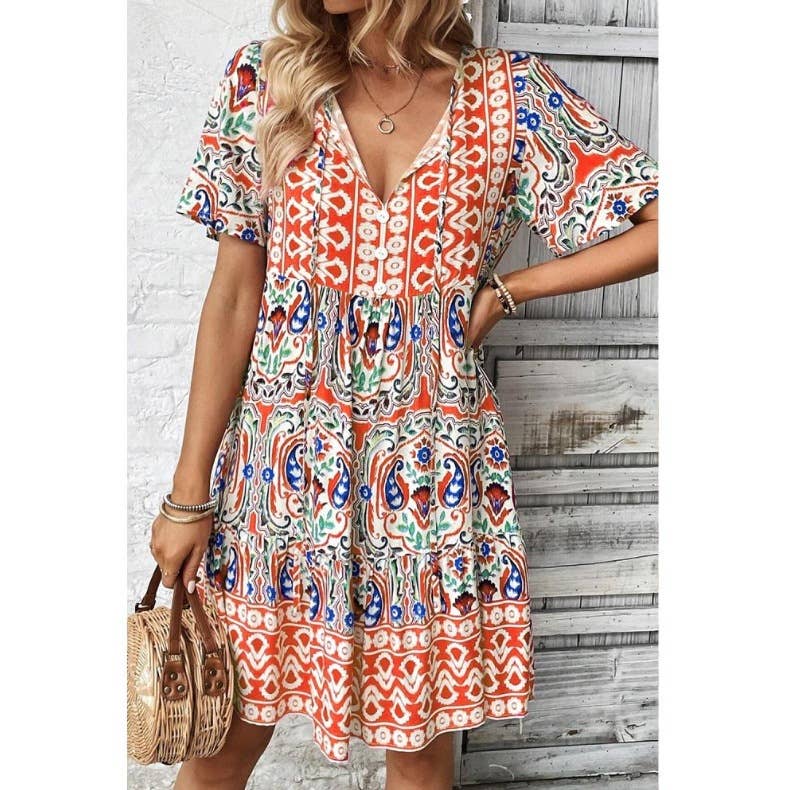 Boho Paisley Tiered Dress