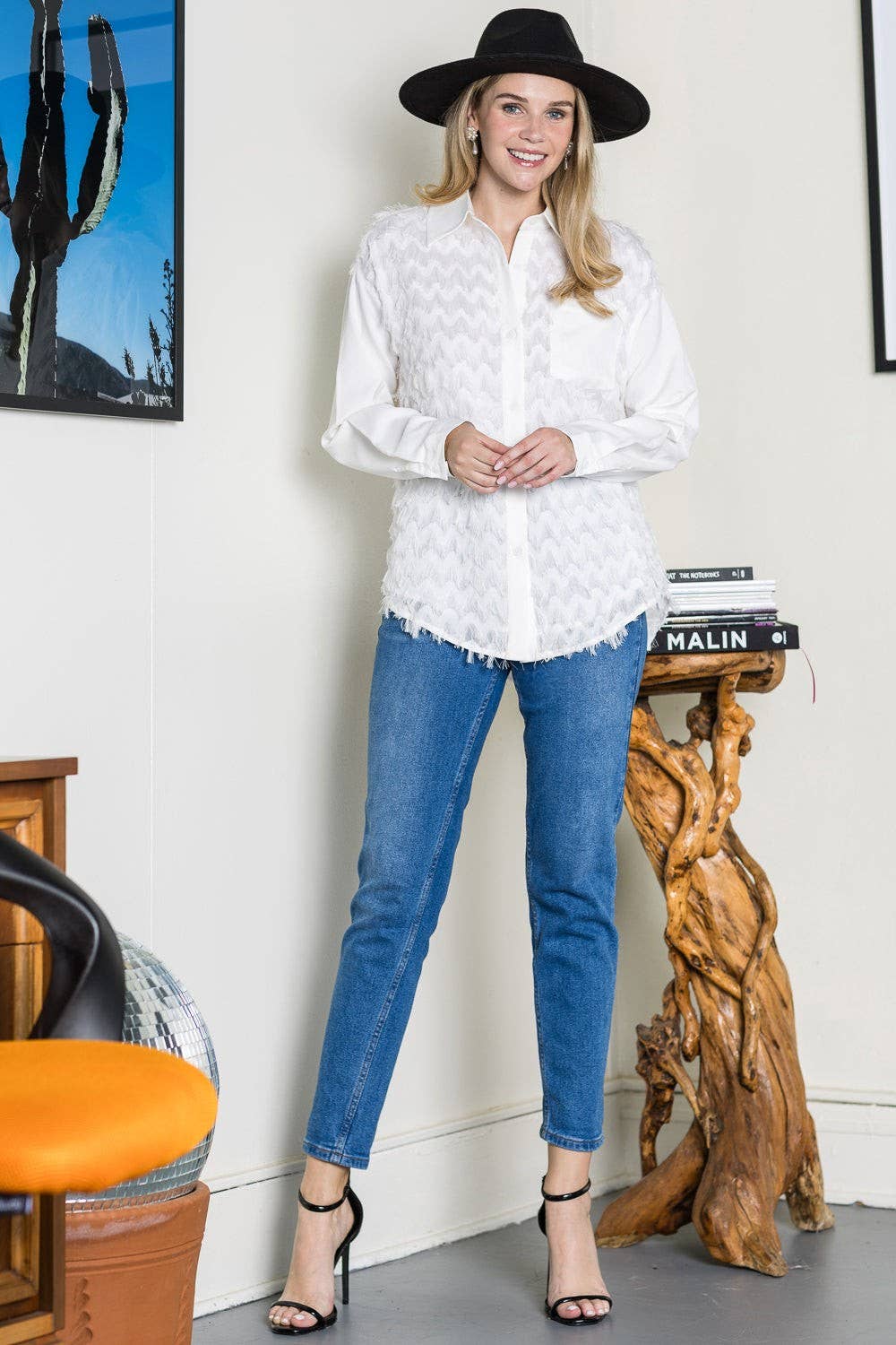 Joh Apparel - Weena Woven Feathered Shirt