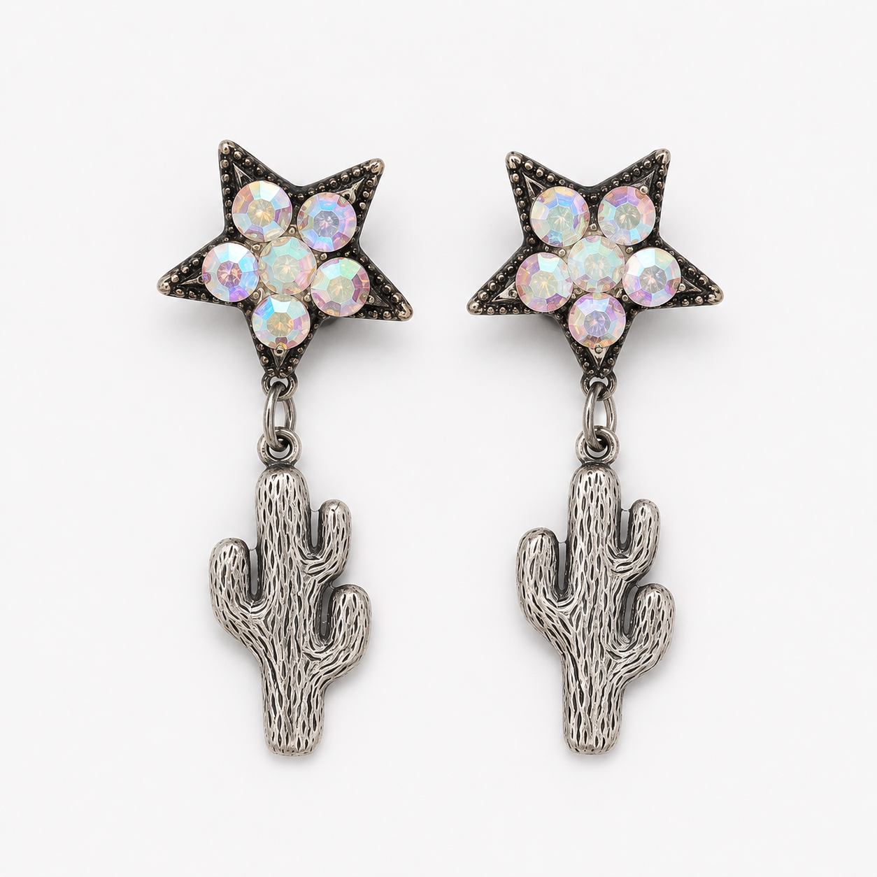 Handmade Desert Starlight Cactus Earrings by D.K. Tlustos