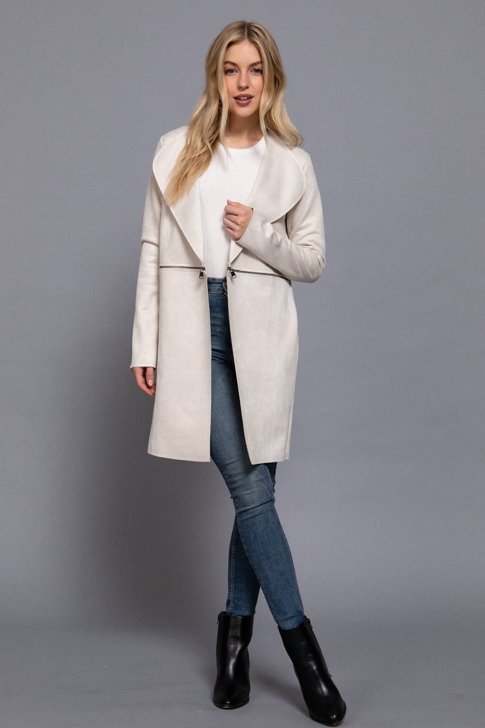 Faux Suede Long Jacket