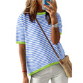 Contrast Trim Striped Sweater Top