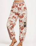Pink & Tan Patched Airborne Camo Pants Embellished by Trish - Size Medium