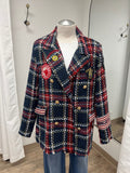 Tweed Patched/Piped Blazer Embellished by Trish - Size Large