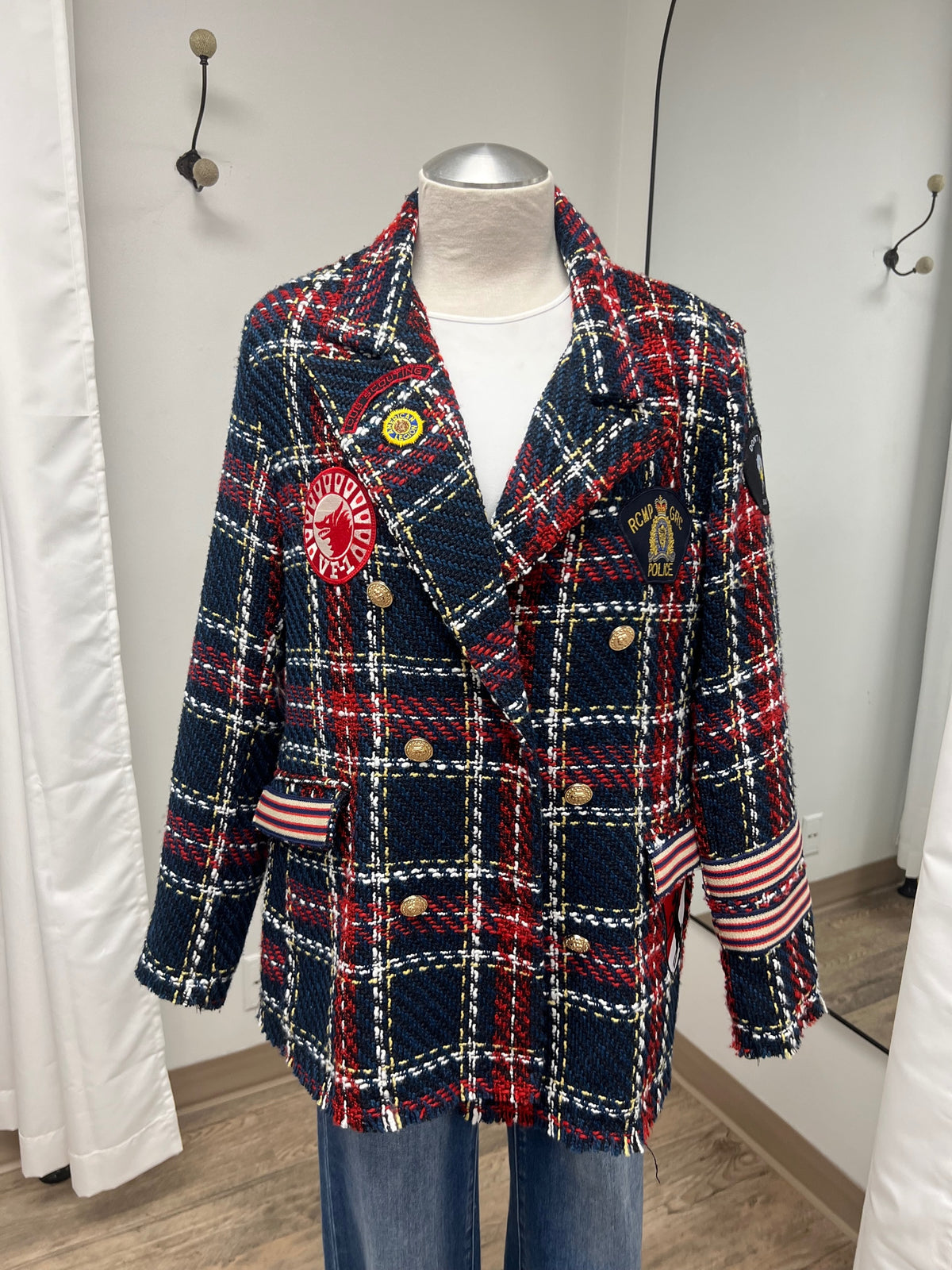 Tweed Patched/Piped Blazer Embellished by Trish - Size Large