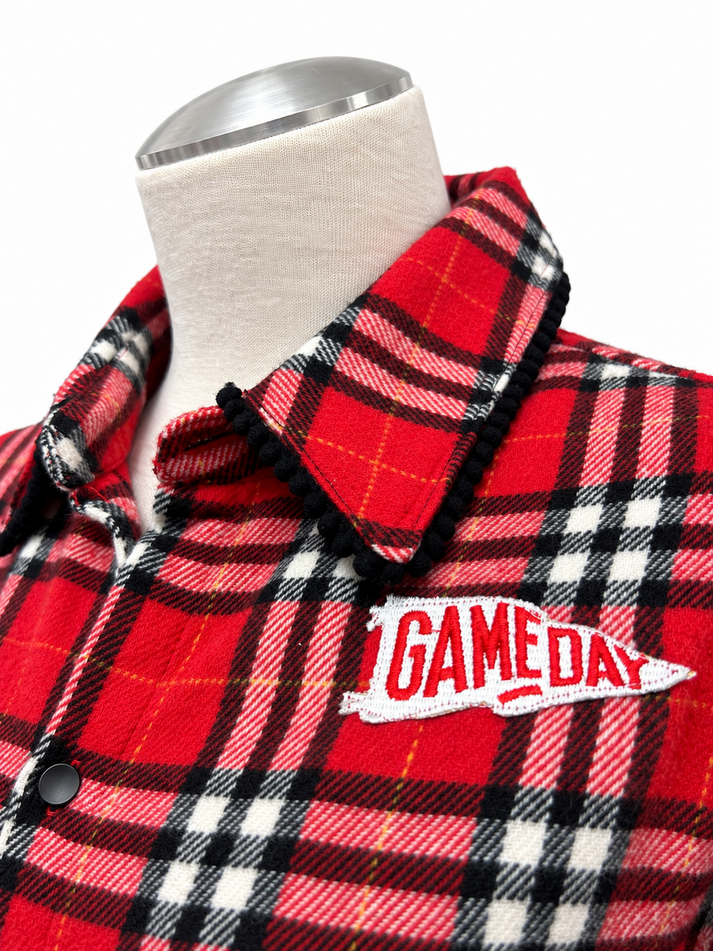 'Gameday' Embellished Plaid Jacket with Fur - Size Small