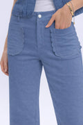 Scalloped Pocket Stretch Cotton Pant