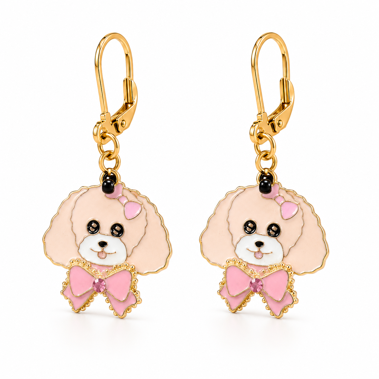 Pink Poodle Earrings by D.K. Tlustos