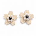 Black and Pearl Finch Leather Earrings by D.K. Tlustos