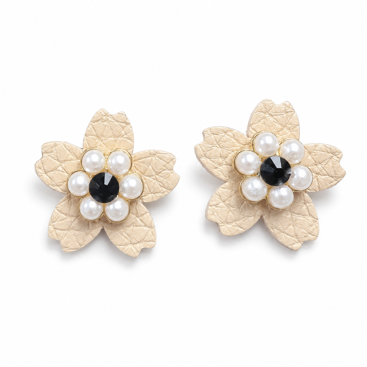Black and Pearl Finch Leather Earrings by D.K. Tlustos