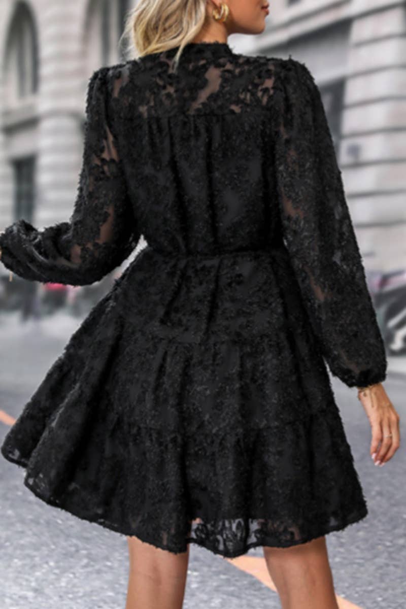 Spring Autumn Perspective Long-Sleeved Dress