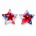 Handmade Americana White Marbled Star Clip-On Earrings by D.K. Tlustos
