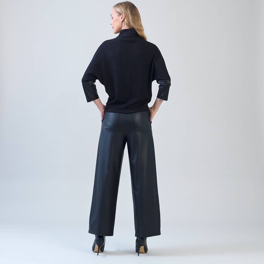 Clara Sunwoo Plush Ribbed - Liquid Leather Cuff Sweater Top
