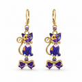 Handmade Purple Cat & Bow Earrings by D.K. Tlustos