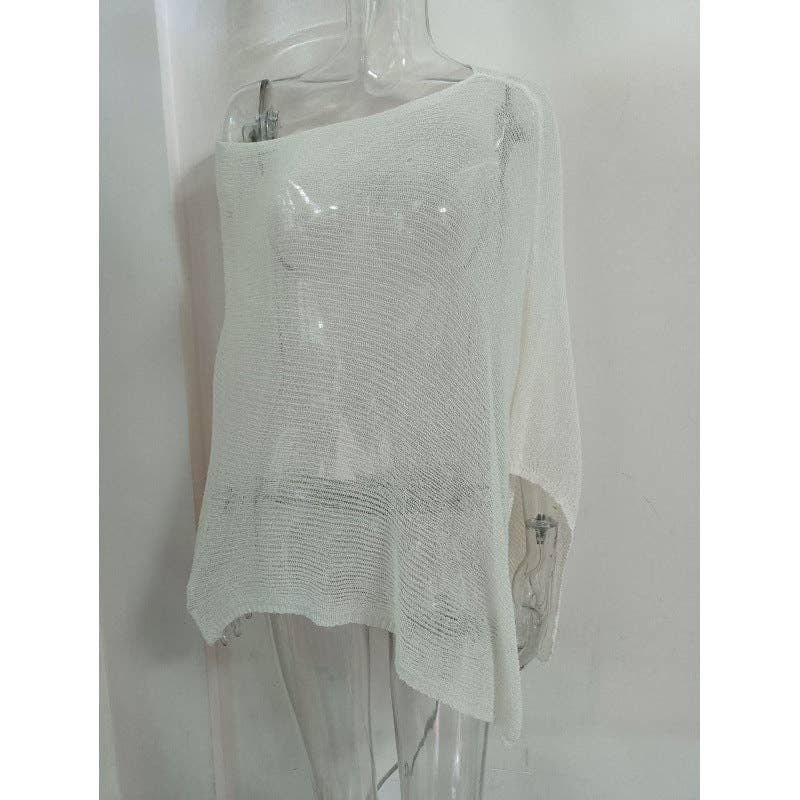 Thin Ice Silk Knitted Poncho Top