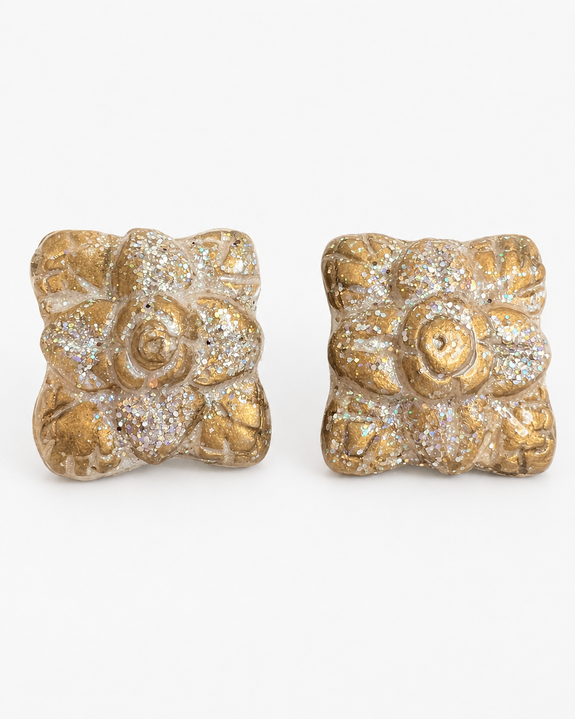 Handmade Champagne Floral Clip-On Earrings by D.K. Tlustos