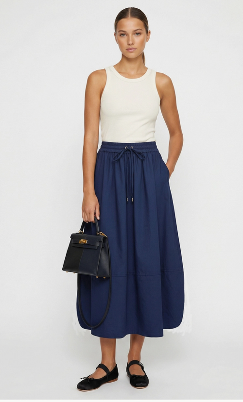 BALLOON HEM MIDI SKIRT