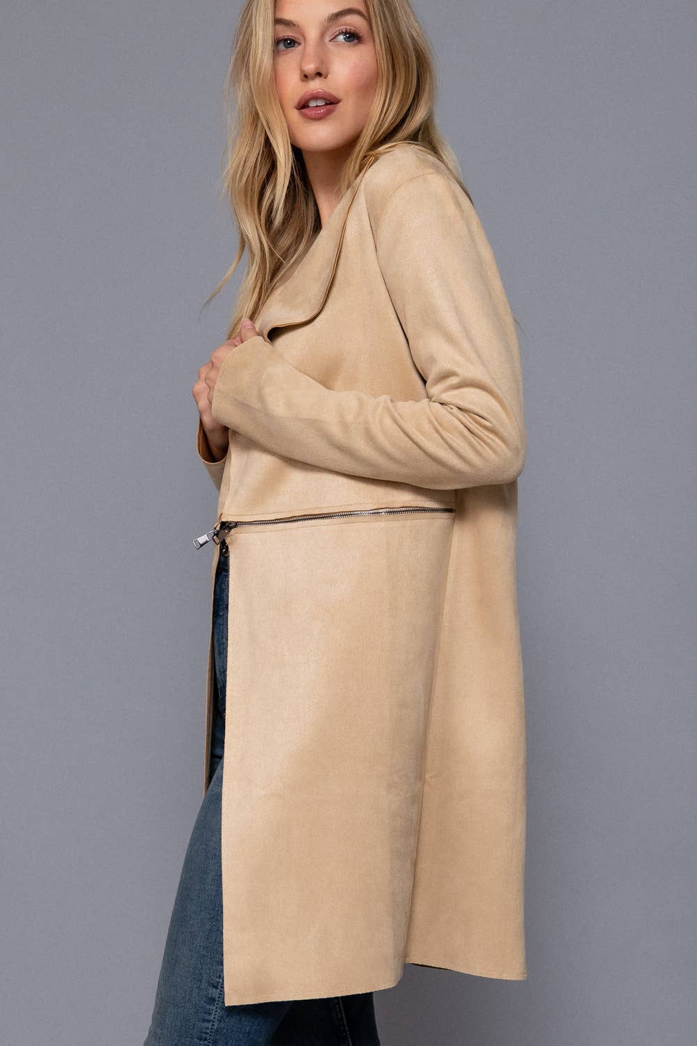 Faux Suede Long Jacket