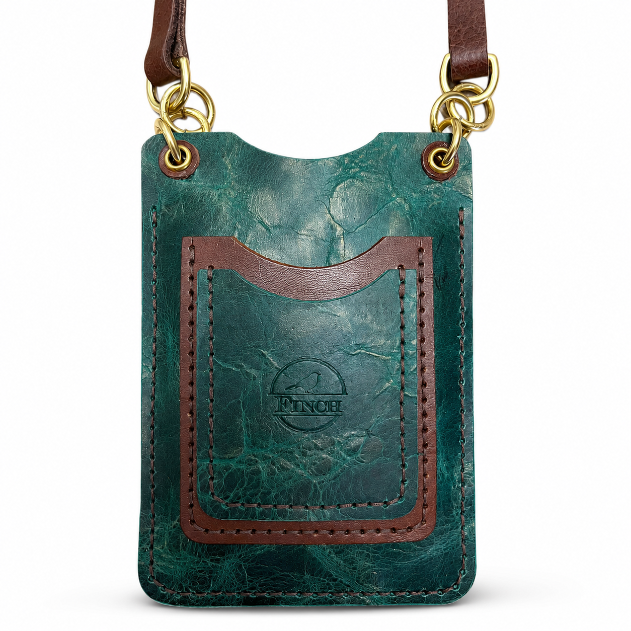 Teal and Brown Leather Crossbody by Finch