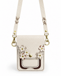 Beige and Brown Flowered Leather Crossbody by Finch
