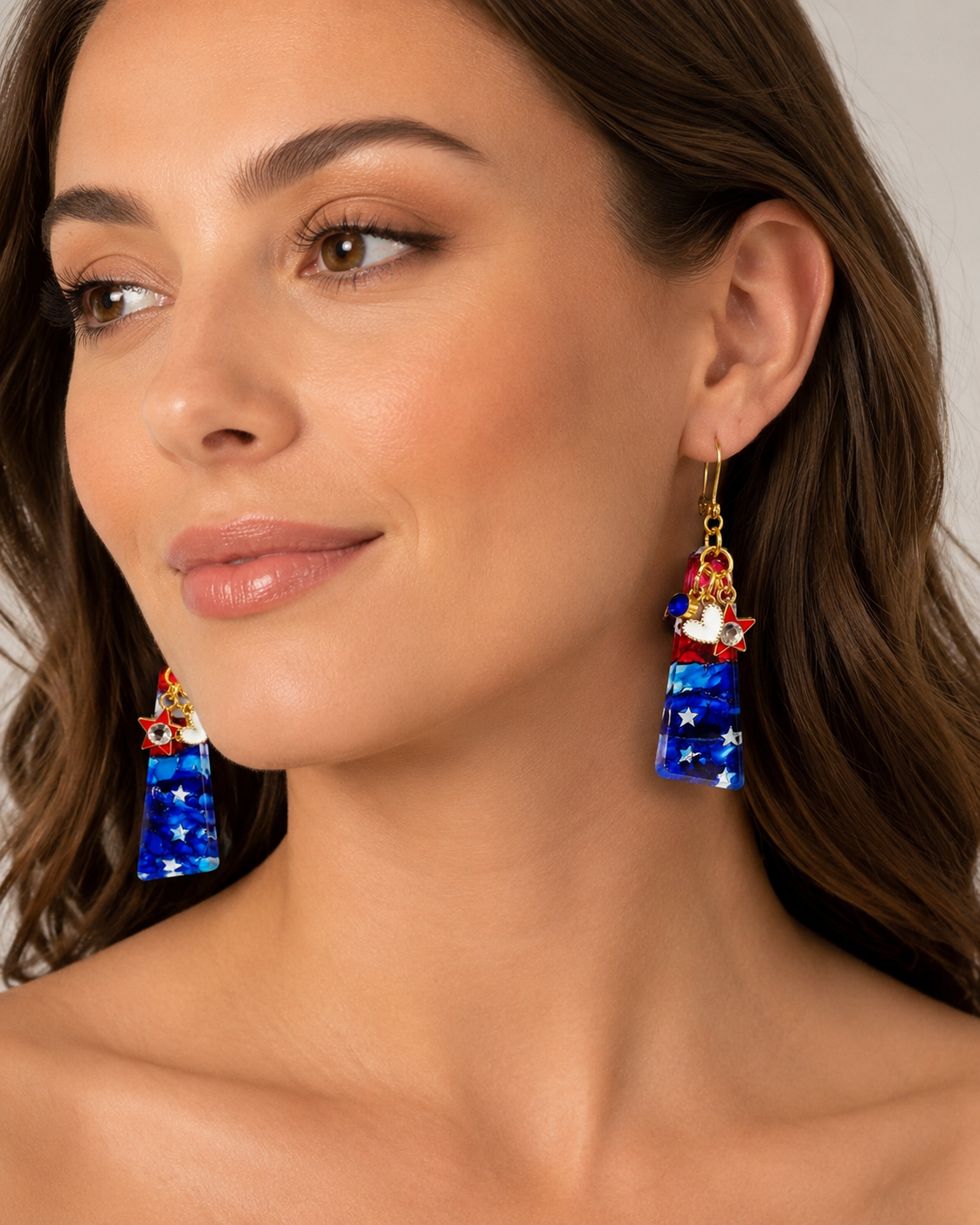 Handmade Patriotic Star Charm Earrings by D.K. Tlustos