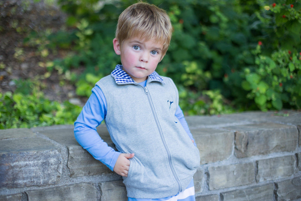 Gingham Vest - Navy