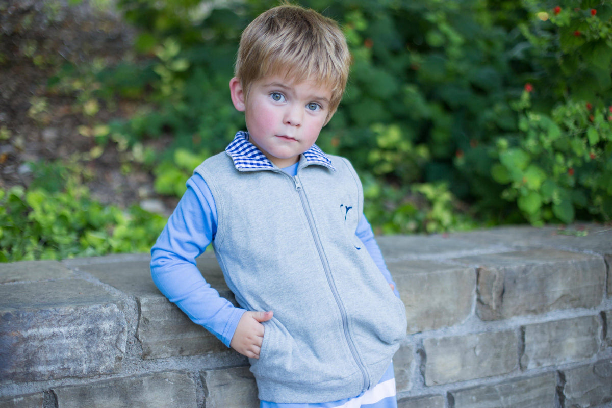 Gingham Vest - Navy