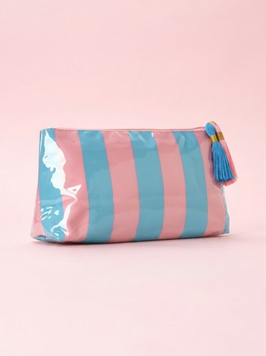 Glossy Jelly Stripe Makeup Pouch