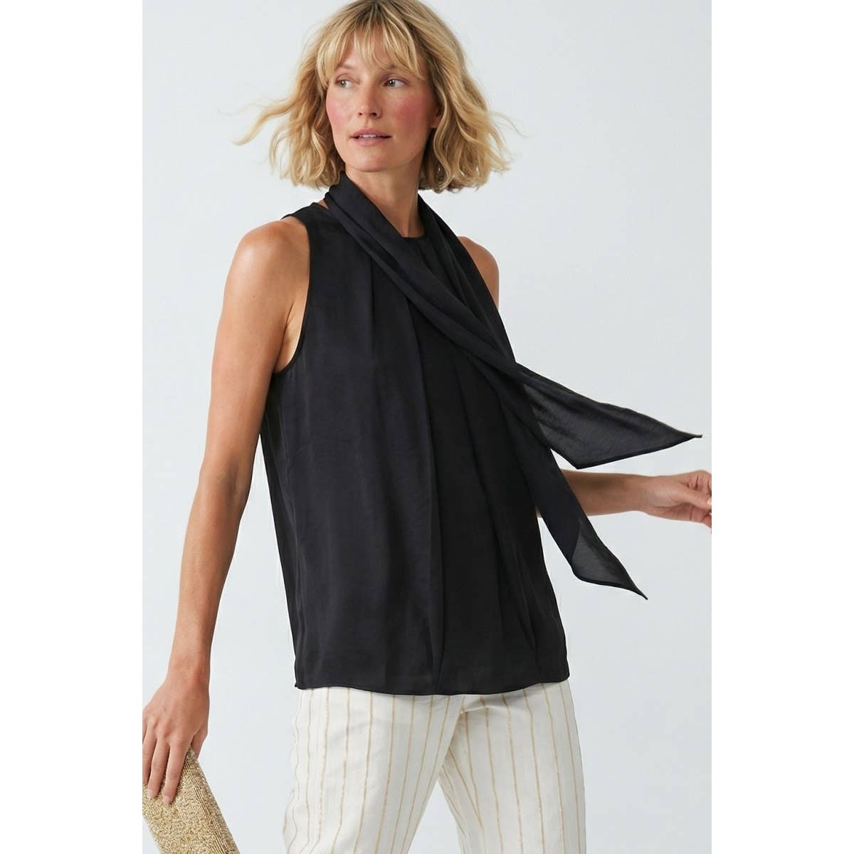 Neck Scarf Sleeveless Top