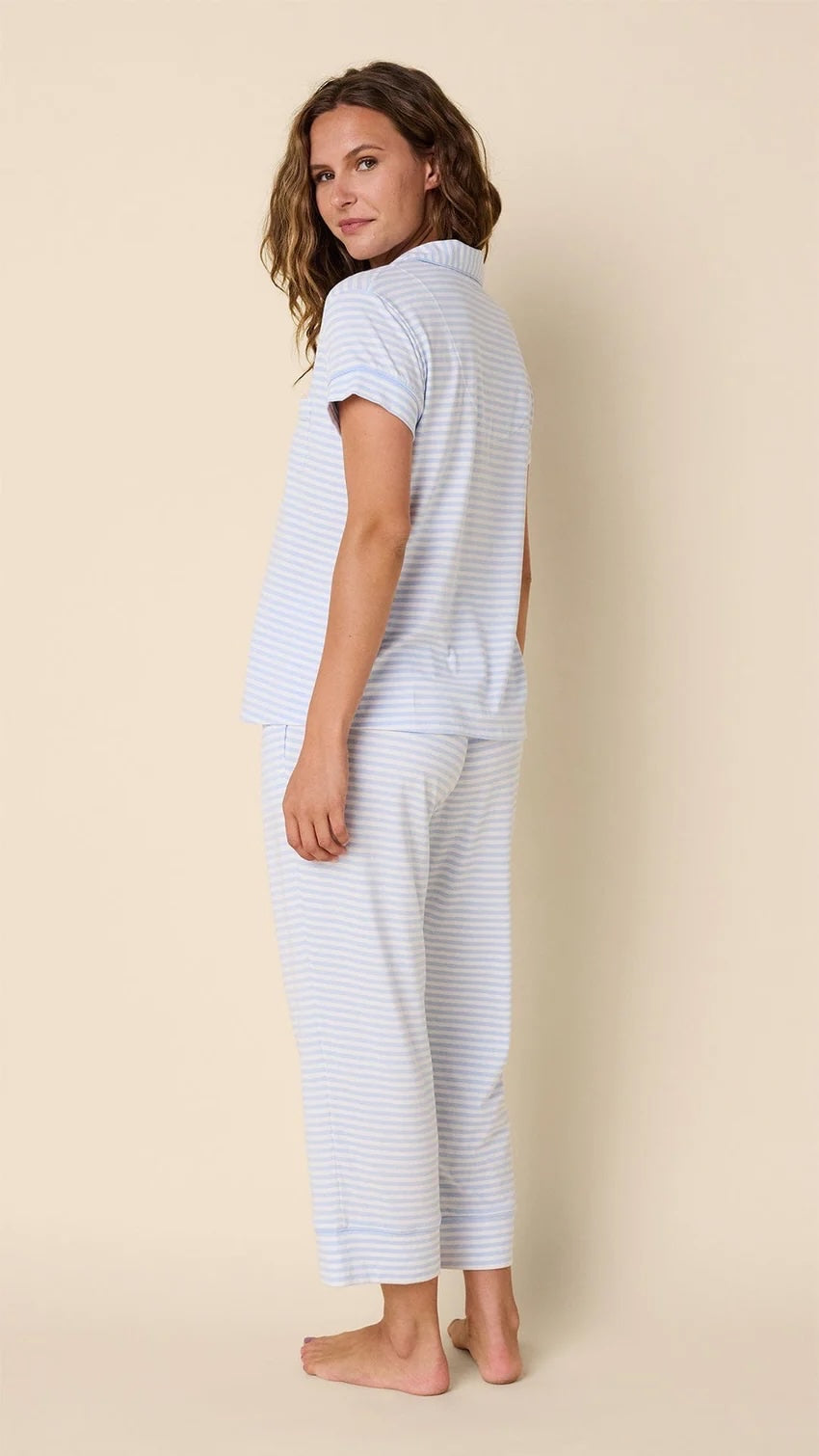 Cat's Pajamas Essential Stripe - Provence Pima Knit Capri Set