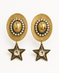 Handmade Golden Rodeo Star Clip-On Earrings by D.K. Tlustos