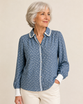 Hand-Embellished Blue Prairie Blouse by Trish Size X-Small